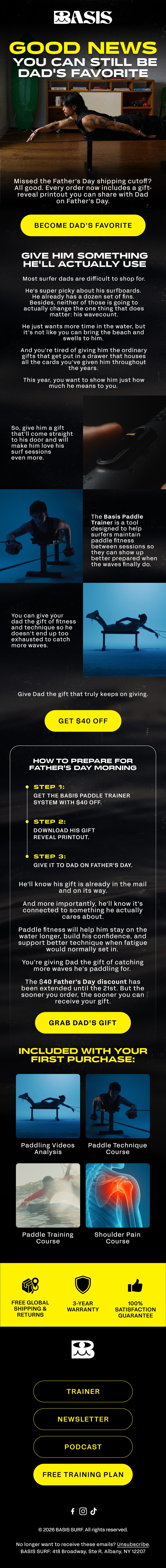 Basis Surf Father's Day promotional email designed by Banyan Agency