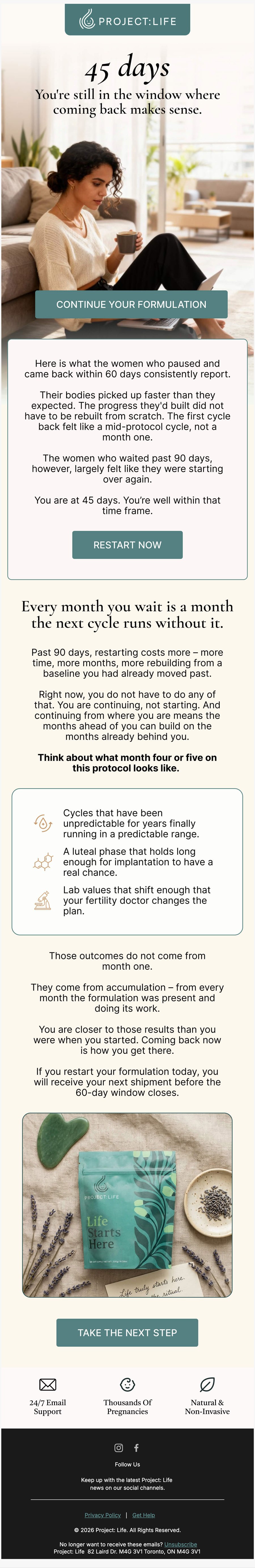 Project Life customer reactivation email designed by Banyan Agency